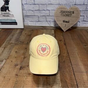Life is Good Hat Adjustable Yellow Chill Cap Simple As That Heart 100% Cotton